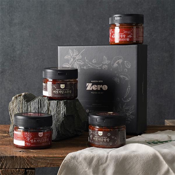 이순규 명인 저당장류 4종세트(땡초저당쌈장+땡초저당고추장+버섯저당쌈장+버섯저당고추장) 각 250g