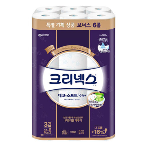 [크리넥스] 데코소프트 수딩플러스 3겹 25m 24+6롤
