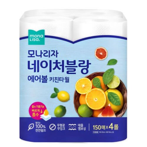 [모나리자] 네이처블랑 에어볼 키친타올 150매x4롤x6
