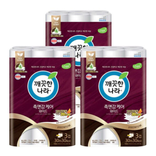[깨끗한나라] 촉앤감와이드 3겹 30m 30롤 [107mm 광폭]