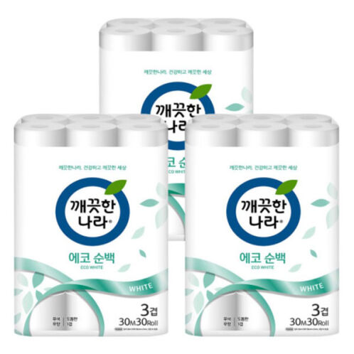 [깨끗한나라] 에코 순백 3겹 30m 30롤