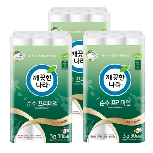 [깨끗한나라] 순수프리미엄 3겹 25m 24+6롤 [107mm 광폭]