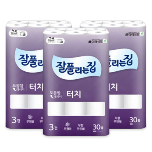 [잘풀리는집] 깨끗한 3겹터치 25M 24+6롤*3팩