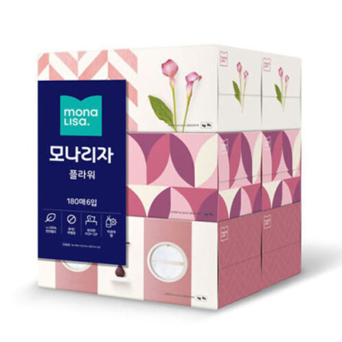 [모나리자] 플라워 각티슈 180매x6입