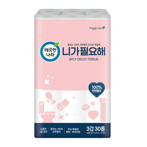 [깨끗한나라] 니가 필요해 3겹 22m 30롤x4팩