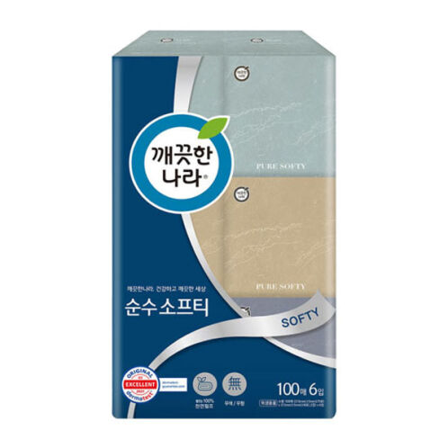 [깨끗한나라] 순수 소프티 미용티슈 100매x6입