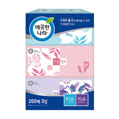 [깨끗한나라] 티슈티슈 미용티슈 250매x3입x2팩