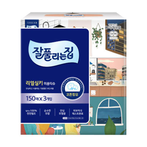 [잘풀리는집] 리얼실키 각티슈 150매x3입x4팩
