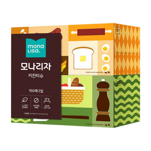 [모나리자] 뽑아쓰는 키친티슈 150매x2입x2팩