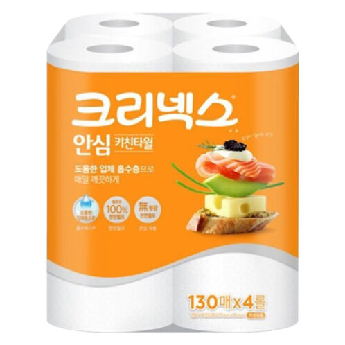 [크리넥스] 안심클래식 키친타올 130매x4롤x4팩