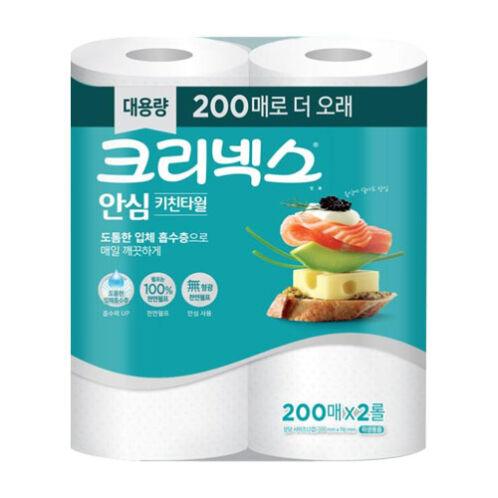 [크리넥스] 안심클래식 키친타올 200매x2롤x6팩