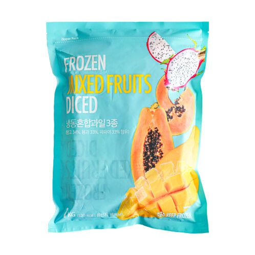 [웰루츠] 딤섬 3종 혼합과일 다이스 [망고/레드파파야/용과] 1kg×2ea