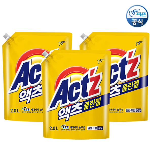 액츠 클린젤 파우치형 세탁세제 일반드럼겸용 2.0Lx3
